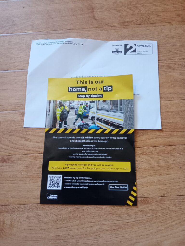 Ealing Council’s Leaflet on Fly-Tipping